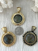 Image of AAA Labradorite Stone Pendant with Bezel, Natural Stone Cabochon, comes in a variety of patterns,3 bezel colors, Natural Stone, Fast Ship.