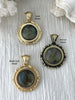 Image of AAA Labradorite Stone Pendant with Bezel, Natural Stone Cabochon, comes in a variety of patterns,3 bezel colors, Natural Stone, Fast Ship.