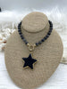 Image of Gold Soldered Star Shaped Howlite Stone Pendants and charms. 2 colors, white or black , Gold Bale . Fast Shipping