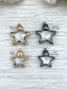 Image of Crystal Gold and Gunmetal Soldered Pendants and charms. Star Shape Crystal, 2 finishes and 2 sizes, medium or small. Fast Shipping