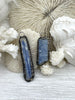 Image of Blue Color Kynite Pendant with Burnished Silver Soldered Bezel. Natural Kynite Stone. medium or large, varying sizes. Fast Ship