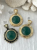 Image of Green Aventurine Stone Pendant with Bezel, Natural Stone Pendants, Cabochon Stone Comes in a variety of patterns, 3 bezel colors, Fast Ship