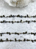 Image of Rosary Beaded Chain 1 meter (39") Rosary Chain, Faceted pale blue/grey and cream Stone Beads, Beaded Chain, 2 sizes, bronze wire. Fast Ship
