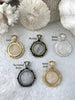 Image of Clear Quartz Stone Pendant with Brass Bezel, Natural Stone Pendants, will come in a variety of patterns, 5 bezel colors, Fast Ship