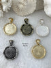 Image of Clear Quartz Stone Pendant with Brass Bezel, Natural Stone Pendants, will come in a variety of patterns, 5 bezel colors, Fast Ship