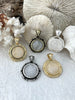 Image of Clear Quartz Stone Pendant with Brass Bezel, Natural Stone Pendants, will come in a variety of patterns, 5 bezel colors, Fast Ship