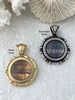 Image of Natural Fluorite Pendant with Bezel, Cabochon Natural Stone will come in a variety of patterns, 2 bezel colors, Natural Stone, Fast Ship.