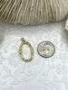Image of High Quality Brass Charm, Oval Charm, Open Oval Charms, Textured O Pendant, Gold plating with bale, Fast Ship