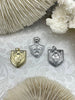 Image of CZ Micro PAVE Shield Crest Charm Pendants BRASS, Crest Charm, 3 styles, Crest Pendant, 3 styles, Gold shield, Silver Shield, Fast Ship