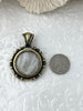Image of Clear Quartz Stone Pendant with Brass Bezel, Natural Stone Pendants, will come in a variety of patterns, 5 bezel colors, Fast Ship
