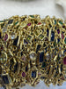 Image of Colorful Cubic Zirconia Chains, Gold or Gunmetal Plated Brass Chain, Multicolor CZ, Sold By the Foot, Fast Ship