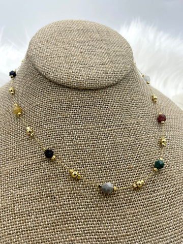 Gold plated Agate or Glass Rosary Chains, Gold Plated Brass Chain, Multicolor Beaded Chains, Colorful Chains, Sold By the Foot, Fast Ship