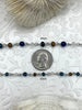 Image of Gemstone Crystal mix Rosary Blue Agate with Mixed Crystal Shapes, Crystal Beaded Chain 6mm or 4mm Silver, pin 1 Meter (39 ") Fast Ship