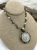 Image of Clear Quartz Stone Pendant with Brass Bezel, Natural Stone Pendants, will come in a variety of patterns, 5 bezel colors, Fast Ship