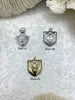 Image of CZ Micro PAVE Shield Crest Charm Pendants BRASS, Crest Charm, 3 styles, Crest Pendant, 3 styles, Gold shield, Silver Shield, Fast Ship