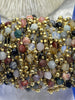 Image of Gold plated Agate or Glass Rosary Chains, Gold Plated Brass Chain, Multicolor Beaded Chains, Colorful Chains, Sold By the Foot, Fast Ship