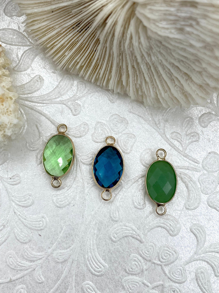 Small Colorful Oval Crystal Charms/Connectors. Oval Connectors, 3 colors available, 14.2mm x 10.8mm x 5.4mm. Fast Shipping