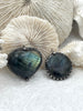 Image of Labradorite Heart Shaped Pendants with Textured Burnished Silver Soldered Bezel. Variety of sizes and stones, all unique. Fast Ship