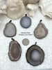 Image of Agate Teardrop/Oval Pendants with Gunmetal Soldered Bezel. Variety of sizes and stones, all unique. Fast Ship