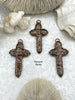 Image of Copper Soldered Stone Cross Pendants, Cross Shape Crystal and Red Stone, 65mm x 37mm x 6mm, Fast Shipping