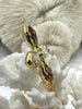 Image of Crystal Gold Soldered Connector Pendant. Flower Shape Connector, Large Soldered Crystal Charms, 50mm x 43mm, 10mm thick. Fast Ship