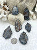 Image of Natural Agate Mixed Shape Pendants with Textured Burnished Silver Soldered Bezel. Variety of sizes and stones, all unique. Fast Ship