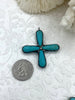 Image of Turquoise Howlite Gunmetal Soldered Flower Pendant. Soldered Crystals flowers 47mm x 43mm x 8mm. 3mm ID, 5mm OD Bale. Fast Shipping