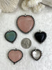 Image of Heart Shaped Pendants w/Textured Burnished Silver Soldered Bezel w/CZ. 5 Styles,Natural stones,Variety of sizes&stones, all unique.Fast Ship