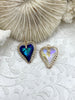 Image of Gold Trimmed Crystals. Drop Crystal Hearts or Shell Shaped Charms and Pendants, 3 Styles/Colors. Fast Shipping