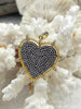 Image of Spike Heart CZ Pave Charm, Cubic Zirconia charm, Brass Charm, 3 styles available, gold and gunmetal, clear CZ, Fast Ship