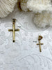 Image of Brass Cross Charms, 2 sizes, Cross Pendants, Cross Charm, Gold Plating, 14mm x 8.5mm or 24mm x 14mm. 3.5mm ID Bale High Quality Fast Ship