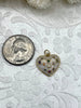Image of Enamel Heart Charms with Colorful Cubic Zirconia, CZ Micro Pave pendant,Enamel Pendant, gold plated brass, 16mm x 17.5mm x 4mm.Fast Shipping