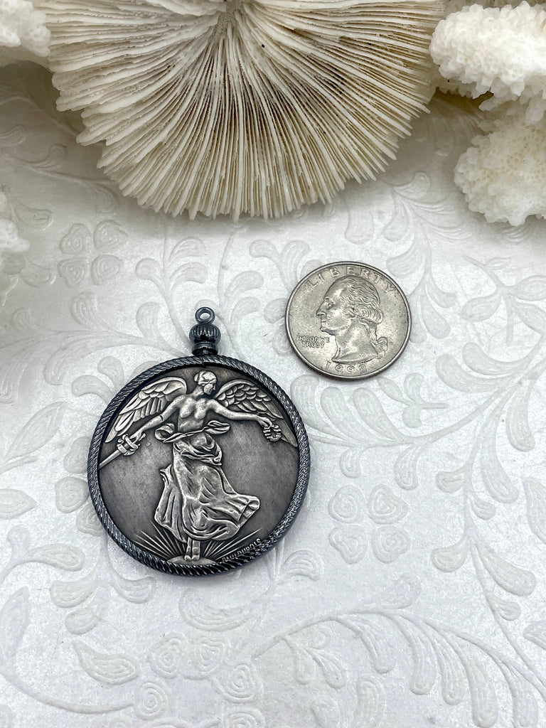 Reproduction French Commemorative Medal Coin Pendant 38mm, Coin Bezel, French coin, Art Deco Coin, Silver coin, 5 bezel colors. Fast Ship