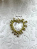Image of Mother of Pearl Spike Heart CZ Charm, Various Shaped Cubic Zirconia, MOP Charms, Brass Mother of Pearl, Fast Ship