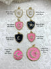 Image of Enamel on Brass Micro Pave CZ Charms On Enamel Pink, White, or Black Charms. Gold over Brass Plating. 8 styles. Fast Shipping