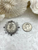 Image of Queen Elizabeth II Coin Pendant, Royal Coin Pendant, Queen Coin Pendant, Black Spike and Pearl Accents, Reproduction Coins Fast Ship