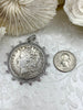Image of Reproduction Coin Pendant, Morgan Peace Dollar Pendant, Coin Bezel, Vintage Coin Pendant, Antique Coin Bezel with CZ. 2 Style Fast Ship