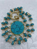 Image of Turquoise Pendant with CZ, Mother of Pearl Round Spike CZ Charm Cubic Zirconia, Brass Mother of Pearl and Howlite Pendant, 2 style Fast Ship