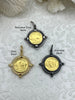 Image of Buffalo Nickel Gold coin Pendant, Reproduction Gold Coin Pendant, Buffalo Nickel Pendant, Buffalo Nickel Coin Charm, 3 bezel color Fast Ship