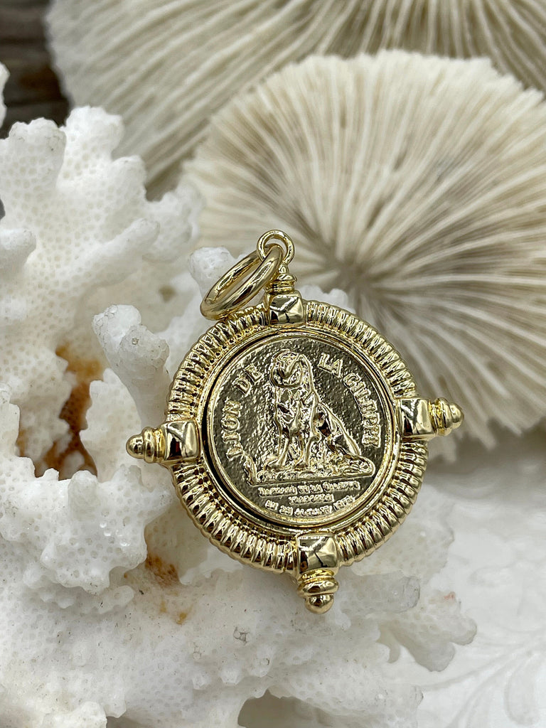 Gold lion on sale coin pendant