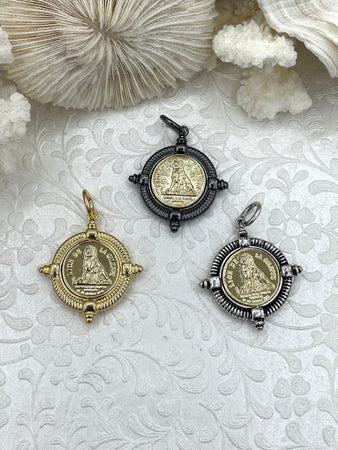 Lion de la Gileppe Coin, Lion Pendant, Lion Medal, Lion Jewelry, Gold Lion coin, Lion Pendant, Lion de la Gileppe 3 bezel colors Fast Ship