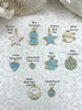 Image of White and Blue Enamel w/Gold Plated Brass, CZ Micro PAVE Charm Pendant. Gold plating.Star, Heart, Moon, Compass, Arrow. 10 choices.Fast Ship
