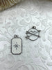 Image of White or Blue Enamel CZ Micro PAVE Charm Pendant Brass. Silver plating. Star, Heart, Moon, Compass, Arrow. 9 choices Fast Ship