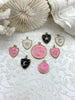 Image of Enamel on Brass Micro Pave CZ Charms On Enamel Pink, White, or Black Charms. Gold over Brass Plating. 8 styles. Fast Shipping