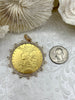 Image of Reproduction French Madagascar Medal Coin Pendant, Bezel, French coin, Art Deco Coin, Antique Coin Bezel W/Cubic Zirconia. Fast Ship
