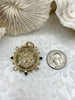 Image of French Horticole De Dison, Le Monde and Pendant, Horse Coin Pendant, French Pendant, French Coin, Black Spike and Round CZ Accents Coin