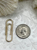Image of Large Brass Paper Clip Charm Gold Plated Shiny Gold, Paper Clip Connector, Paper Clip Charm, Paper Clip Clasp. 38mm x12mm Fast Ship