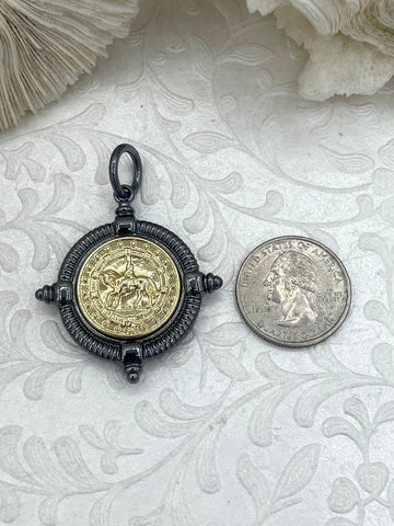 Horse Coin Reproduction, Horse Pendant, Gold Coin, Horse Coin, Equestrian Pendant, Equestrian Coins, Horse Pendant 3 bezel colors Fast Ship
