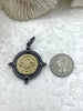 Image of French Bee Replica Coin, Reproduction Bee Coin, Bee Pendant, Bee Necklace, Gold Coin, Bee Jewelry, Coin Jewelry three bezel colors Fast Ship