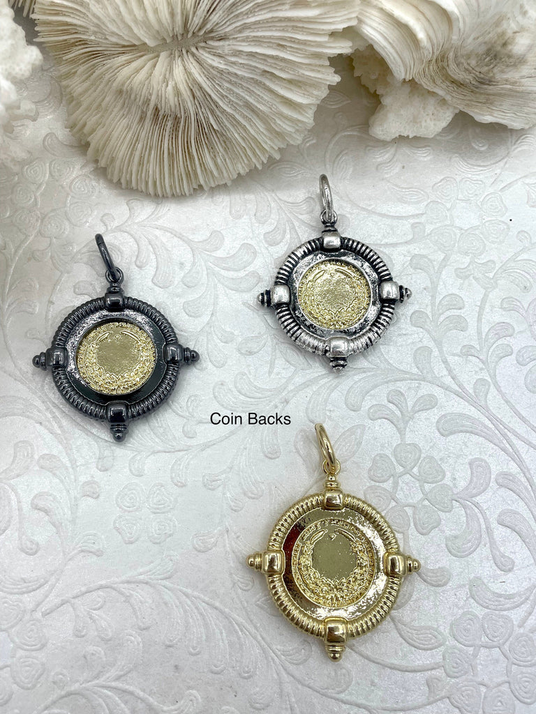 French Bee Replica Coin, Reproduction Bee Coin, Bee Pendant, Bee Necklace, Gold Coin, Bee Jewelry, Coin Jewelry three bezel colors Fast Ship